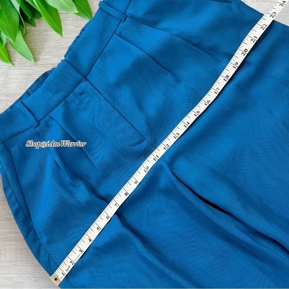 J.Crew Collection NWT electric blue linen blend wide leg crop pants *iamwarrior - Picture 5 of 10